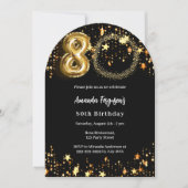 ブラック金ゴールドフォトスター80th birthday arch 招待状 (正面)