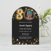 ブラック金ゴールドフォトスター80th birthday arch 招待状 (スタンド正面)