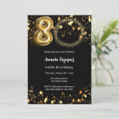 ブラック金ゴールドフォトスター80th birthday luxury 招待状 (スタンド正面)
