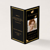 ブラック金ゴールドフォトバタフライ葬儀プログラム (外部)
