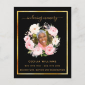 ブラック金ゴールドフォトピンクフローラ葬儀プログラム (正面)