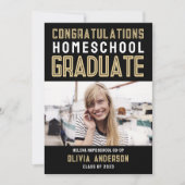 ブラック金ゴールドフォトホームスクール卒業 案内状 (正面)