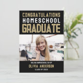 ブラック金ゴールドフォトホームスクール卒業 案内状 (スタンド正面)