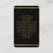 ブラック金ゴールドフォトボウ葬儀祈りの言葉カード 名刺 (裏面)
