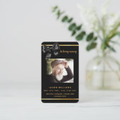 ブラック金ゴールドフォトボウ葬儀祈りの言葉カード 名刺 (スタンド正面)