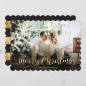 ブラック金ゴールドフォトメリークリスマスカード シーズンカード (正面/裏面)