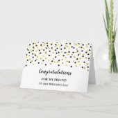 ブラック金ゴールドフレンド結婚式の日おめでとう カード (正面)