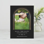 ブラック金ゴールドフレームカスタムフォトエレガントシンプル セーブザデート (スタンド正面)