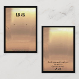 ブラック金ゴールドフレームモダンネックレスイヤリング 名刺