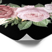 ブラック金ゴールドフローラウェディングカードとギフトサイン ポスター (角)