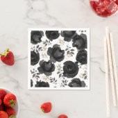 ブラック金ゴールドフローラグ葉ラム結婚ズ スタンダードカクテルナプキン (インサイチュ)