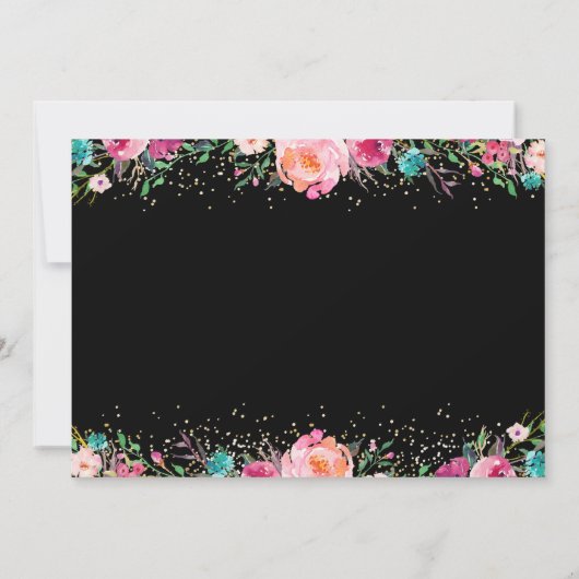 ブラック金ゴールドフローラサプライズ退職パーティー写真 サンキューカード (裏面)