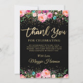 ブラック金ゴールドフローラサプライズ退職パーティー サンキューカード (正面)