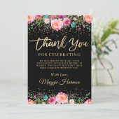 ブラック金ゴールドフローラサプライズ退職パーティー サンキューカード (スタンド正面)