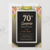 ブラック金ゴールドフローラサプライズ70th誕生日ディナー 招待状 (正面)