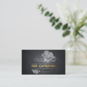 ブラック金ゴールドフローラサロンブティックギフト証明書 割引カード (スタンド正面)