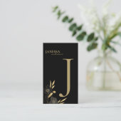 ブラック金ゴールドフローラシンプルタイポグラフィ名の場所 プレイスカード (スタンド正面)