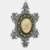 ブラック金ゴールドフローラダイヤモンド結婚50周年 スノーフレークピューターオーナメント (左)