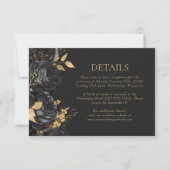 ブラック金ゴールドフローラダーク結婚ズ詳細 出欠カード (正面)