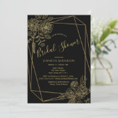 ブラック金ゴールドフローラブライダルシャワー 招待状 (スタンド正面)