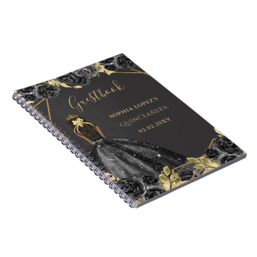 ブラック金ゴールドフローラプリンセスキンセアニェラゲストハウス ノートブック (右側)