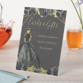 ブラック金ゴールドフローラプリンセスキンセアニェラ 台座サイン (インサイチュ)