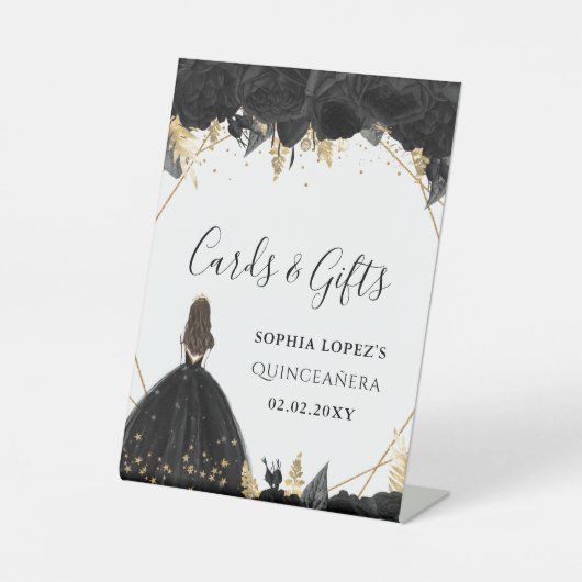 ブラック金ゴールドフローラプリンセスキンセアニェラ 台座サイン (正面)