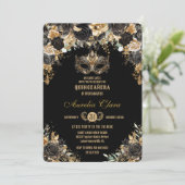 ブラック金ゴールドフローラマスカレードボールキンセアニラ 招待状 (スタンド正面)