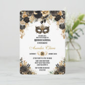 ブラック金ゴールドフローラマスカレードボールキンセアニラ 招待状 (スタンド正面)