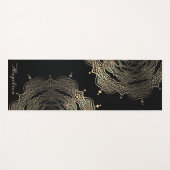 ブラック金ゴールドフローラマンダラビューティフルカスタムダーク ヨガマット (正面(横))