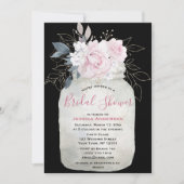 ブラック金ゴールドフローラメイスンジャーブライダルシャワー 招待状 (正面)