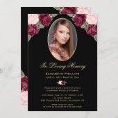 ブラック金ゴールドフローラメモリアル会葬写真 招待状 (正面/裏面)