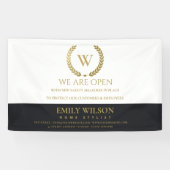 ブラック金ゴールドフローラローレルリースイニシャル再開口 横断幕 (横)