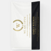 ブラック金ゴールドフローラローレルリースイニシャル再開口 横断幕 (縦)