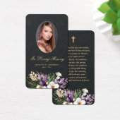 ブラック金ゴールドフローラ写真記念祈りの言葉カード (デスク)