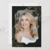 ブラック金ゴールドフローラ写真50th Birthday Party 招待状 (裏面)