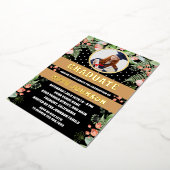 ブラック金ゴールドフローラ卒業パーティーの写真 箔招待状 (回転した状態)