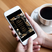 ブラック金ゴールドフローラ婚約パーティ 招待状