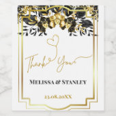 ブラック金ゴールドフローラ幾何学的モノグラム結婚バック ワインラベル (シングルラベル)