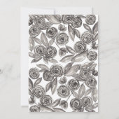 ブラック金ゴールドフローラ紙吹雪ウォーターカラーキンセアニラ 招待状 (裏面)