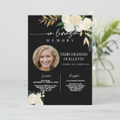 ブラック金ゴールドフローラ葬儀記念撮影 招待状 (スタンド正面)