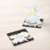 ブラック金ゴールドフローラ蝶キンセアニェラ スクエアペーパーコースター (インサイチュ)