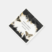 ブラック金ゴールドフローラ蝶キンセアニェラ スタンダードカクテルナプキン (角)