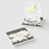 ブラック金ゴールドフローラ蝶キンセアニェラ ストーンコースター (横)