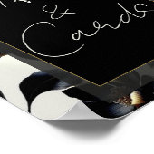 ブラック金ゴールドフローラGreigeウェディングギフトカードサイン ポスター (角)