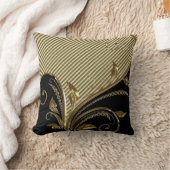 ブラック金ゴールドフローリッシュモホ装飾用クッション クッション (ブランケット)