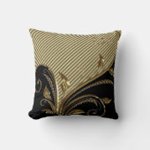 ブラック金ゴールドフローリッシュモホ装飾用クッション クッション (正面)