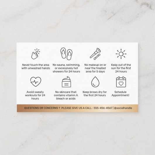 ブラック金ゴールドブラウズアフターケアPMUブラウの指示 名刺 (裏面)