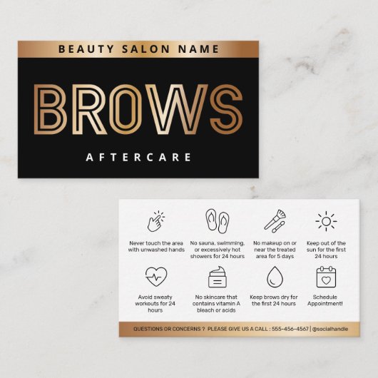 ブラック金ゴールドブラウズアフターケアPMUブラウの指示 名刺 (正面/裏面)