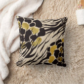 ブラック金ゴールドブラウンズアニマルズサファリプリントパーティー クッション (ブランケット)